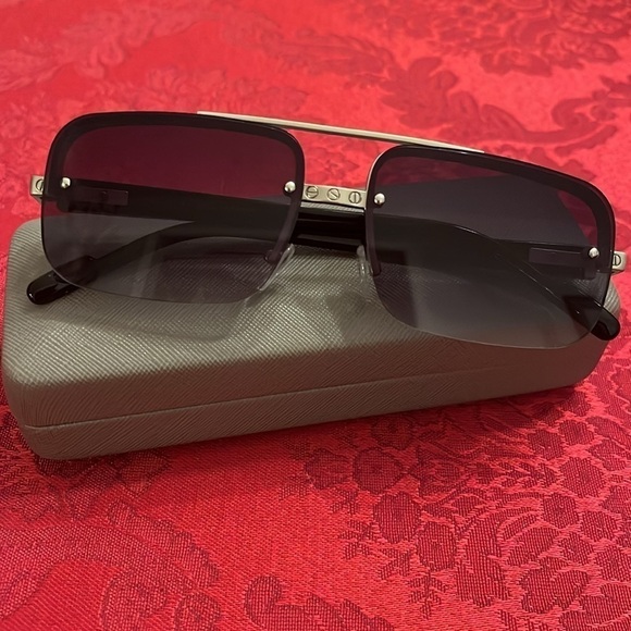NWOT John Varvatos Square Metal Frame Rimless Sunglasses Smoky Gradient Lens - Picture 14 of 14